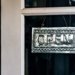 Open sign on a business door