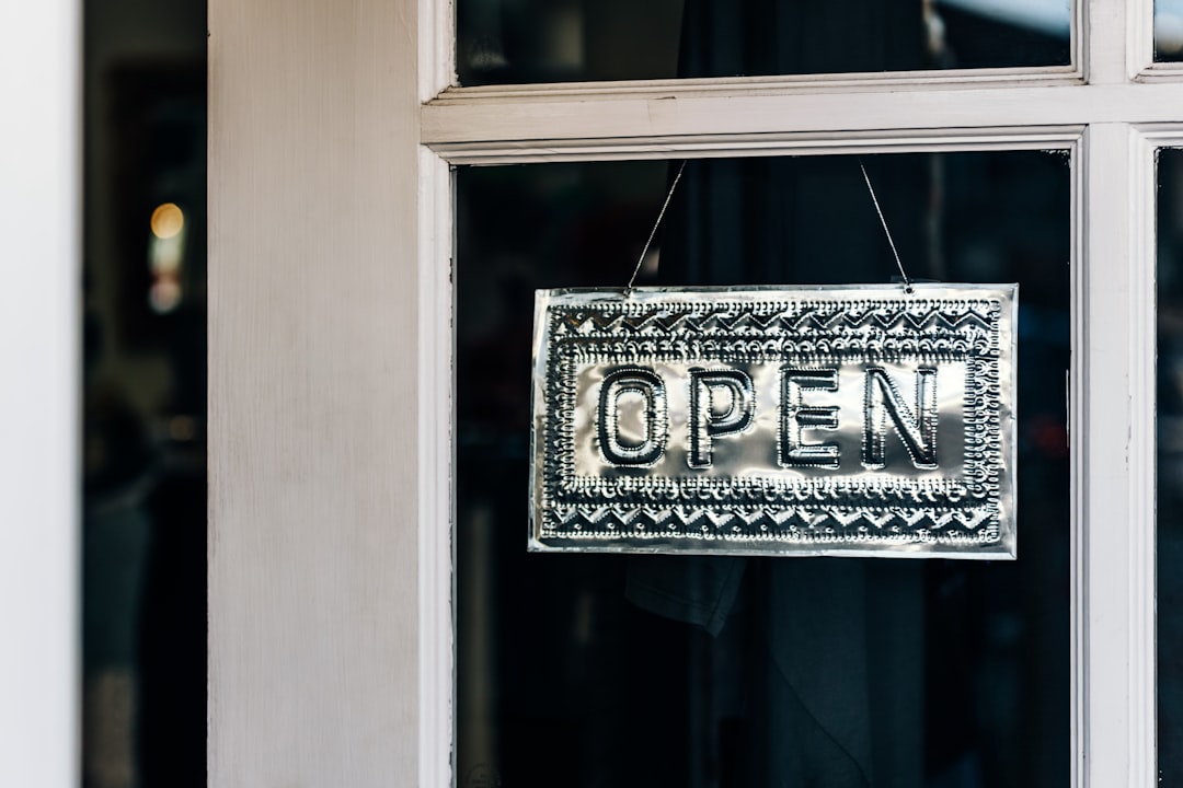 Open sign on a business door